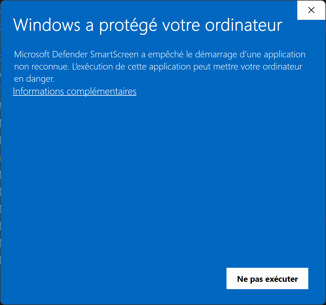 SmartScreen - première fenêtre